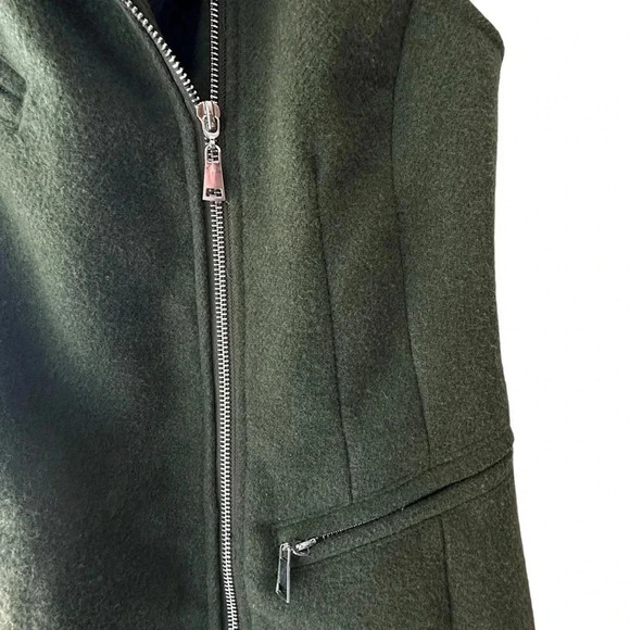 NWT 7 FOR ALL MANKIND LONG ASYMMETRICAL ZIPPERED DARK GREEN VEST | SIZE: SMALL - Picture 6 of 11
